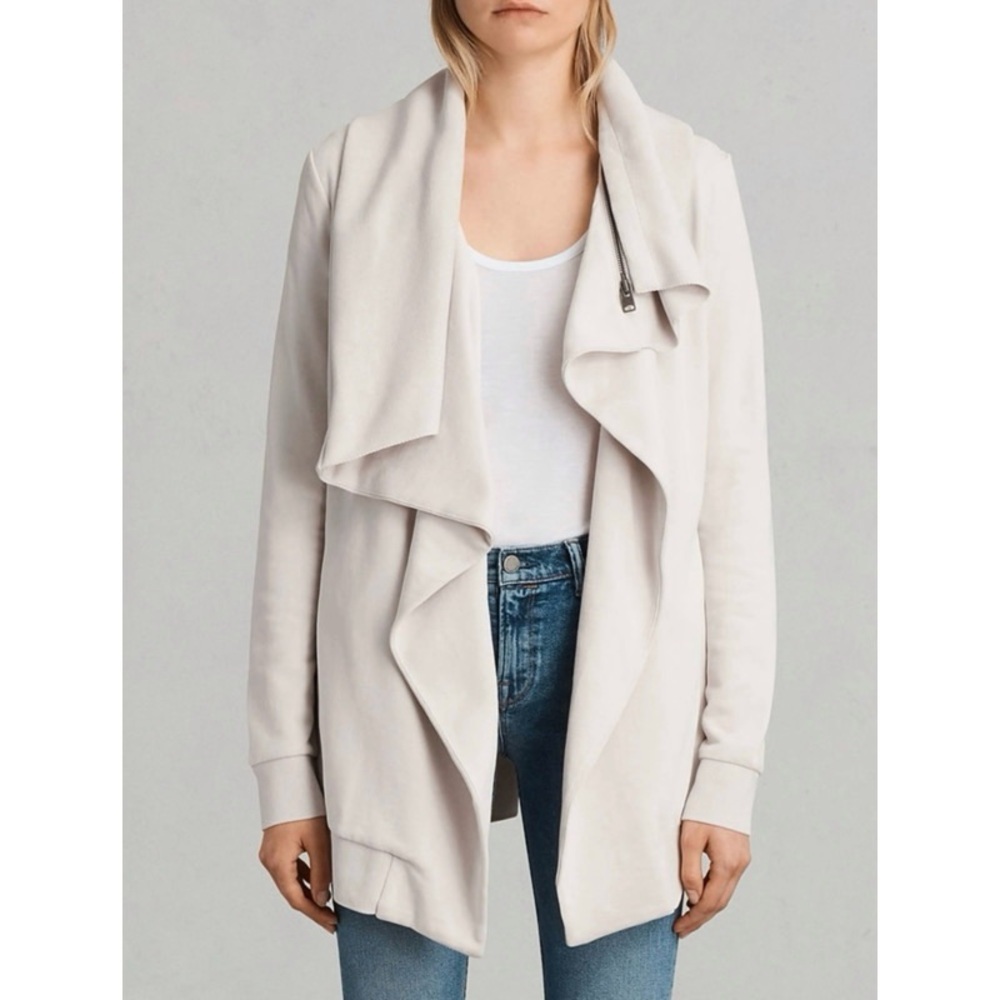 Allsaints Oversized Terrycloth Waterfall Delia Cardigan Sweatshirt M